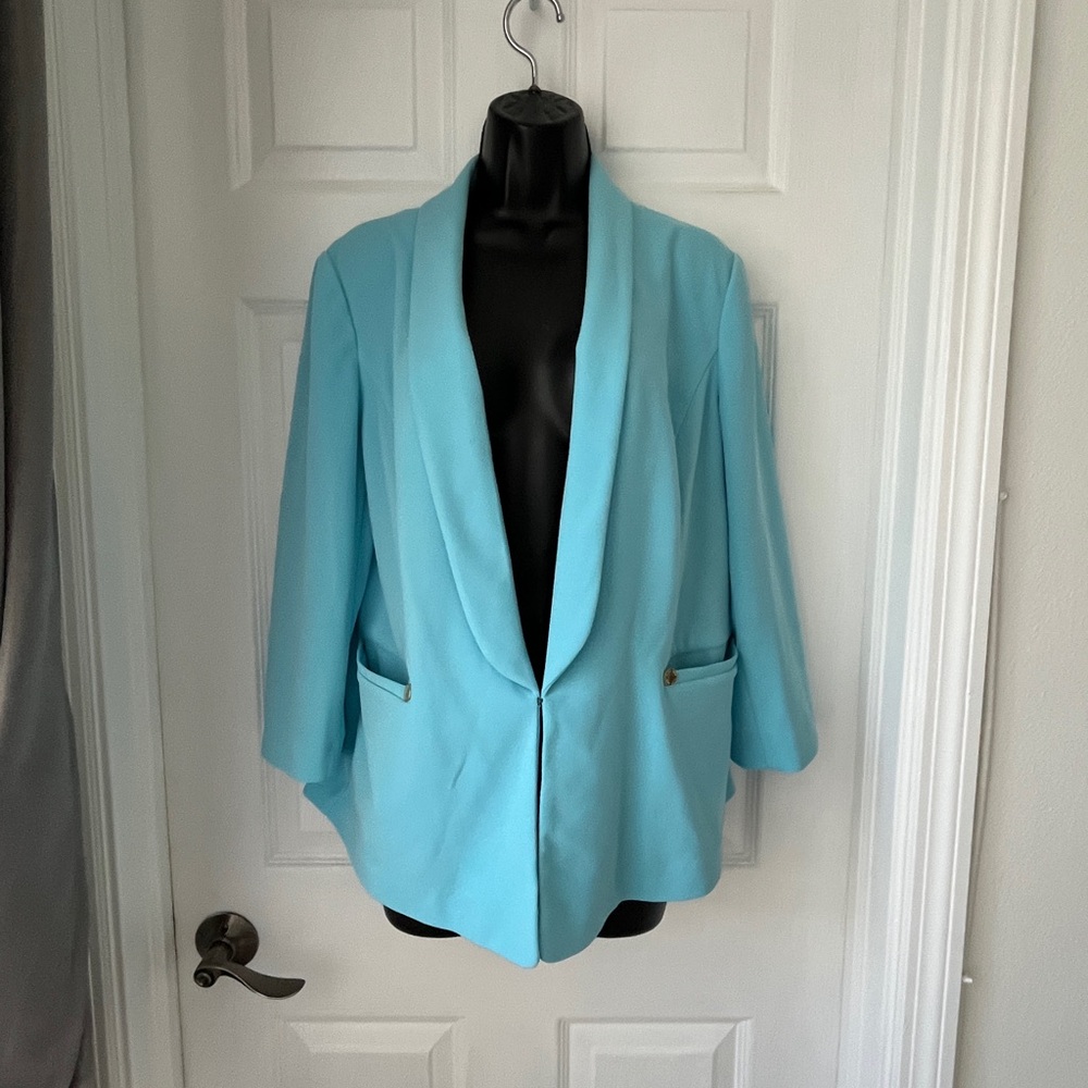 Anne Klein Sky Blue Jacket with Gold Accent size L